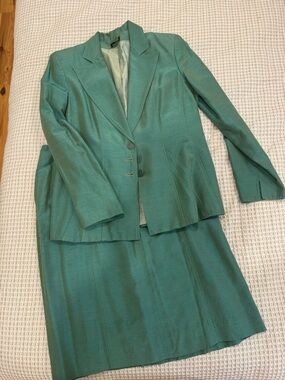 Teal Women's Tailored Blazer and Skirt Suit